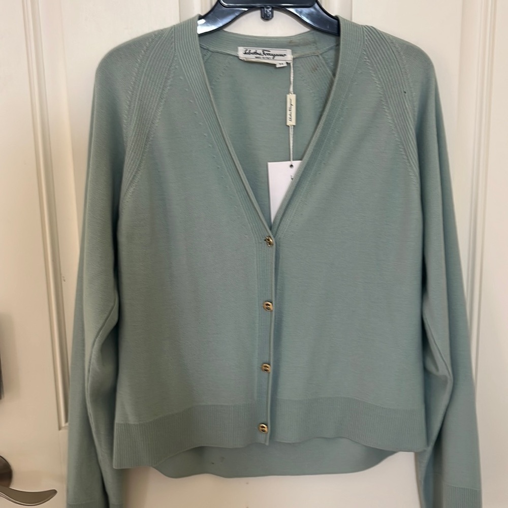 Salvatore Ferragamo Aquamarine cardigan size M